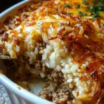 French Onion Ground Beef and Rice Casserole