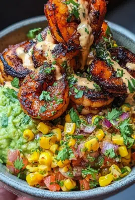 Grilled Shrimp Bowl with Avocado, Corn Salsa & Creamy Sauce