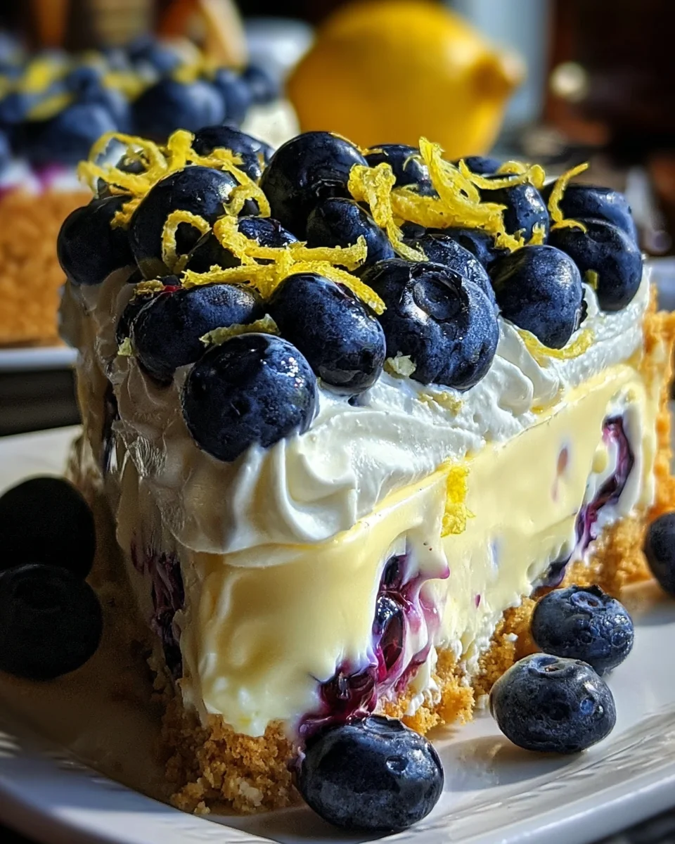 No-Bake Lemon dazzling Blueberry cream Cake
