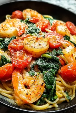 Tomato Spinach Shrimp Pasta