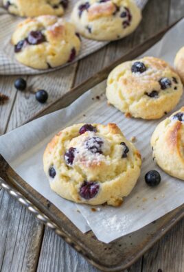 Fluffy Cottage Cheese Blueberry Cloud Bread on parchment paper