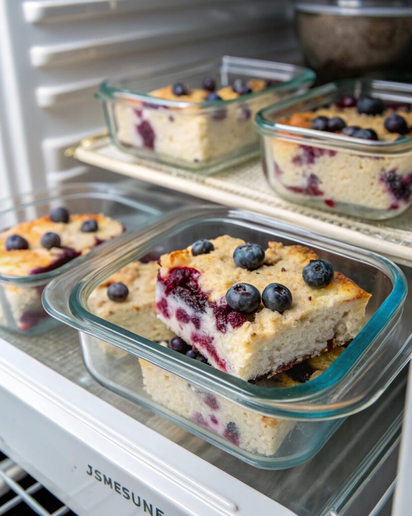 Cottage cheese breakfast bake slices in containers