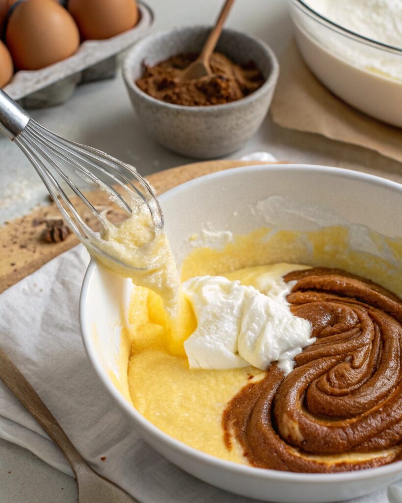 Folding egg whites into keto cloud bread batter