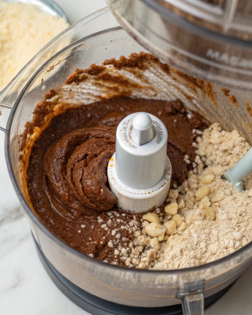 Blending ingredients for cottage cheese brownie batter bites