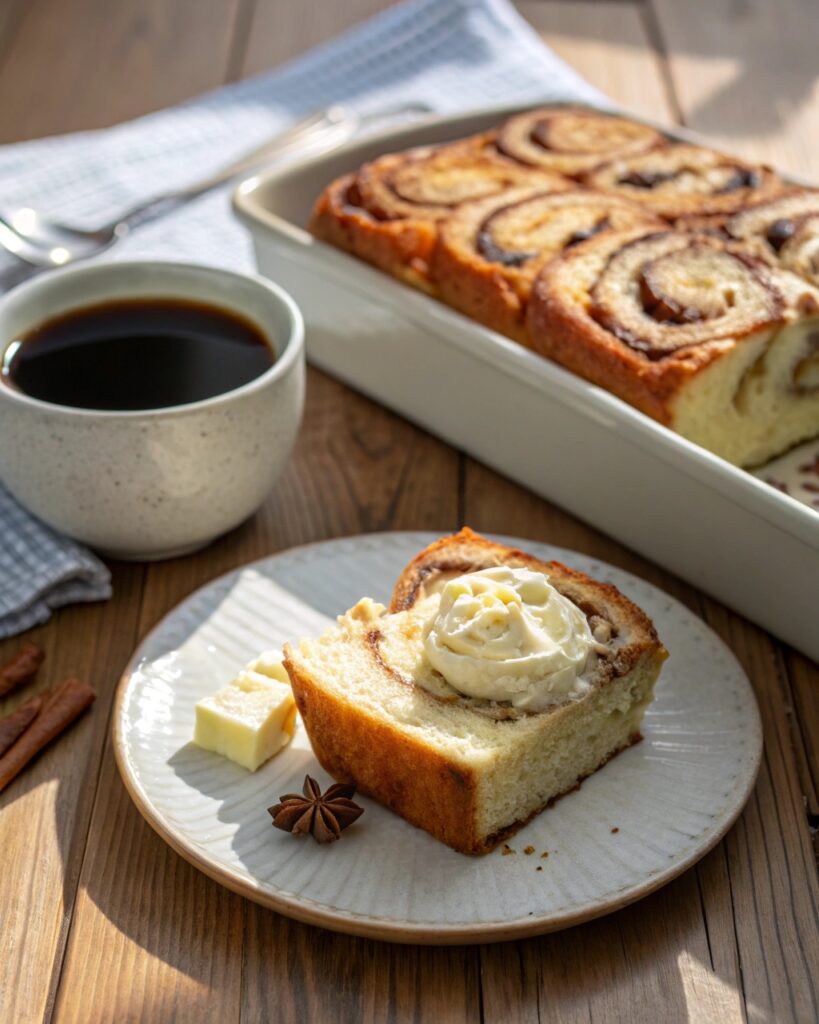 Serving keto cinnamon swirl cloud bread with butter