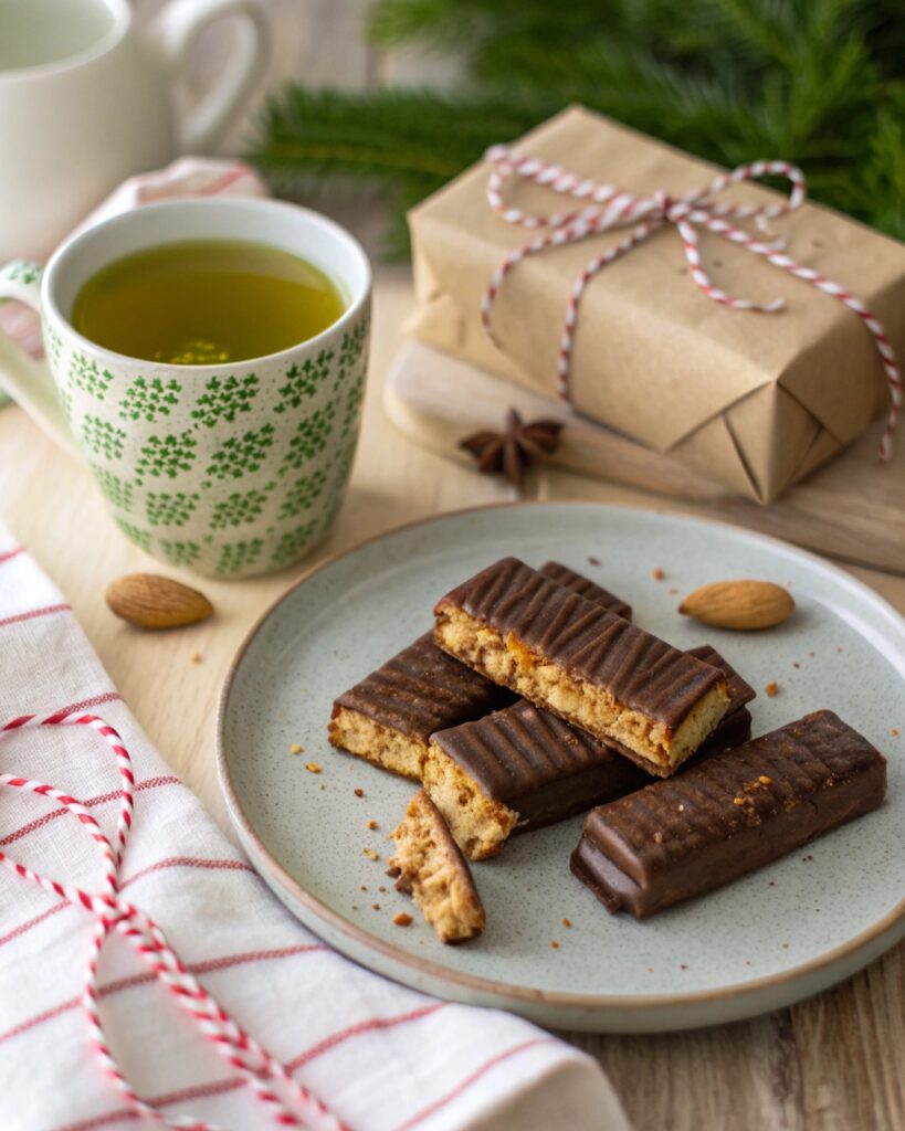 Serving Healthy Butterfingers with tea