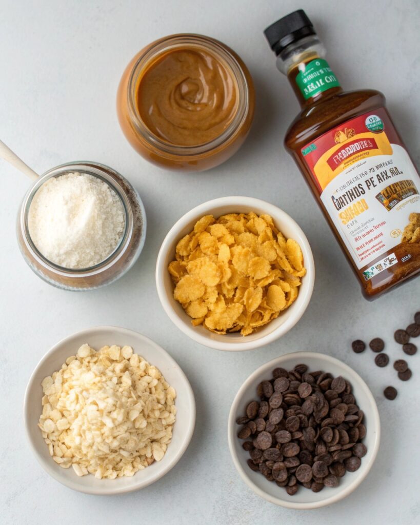 Healthy Butterfingers ingredients flat lay