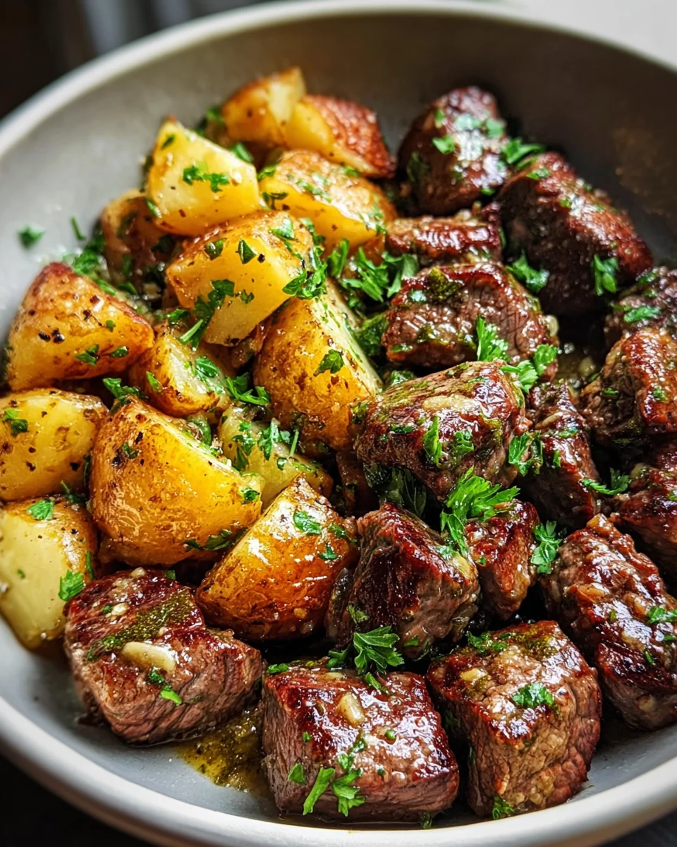 Creamy Garlic Butter Steak Bites and Potatoes
