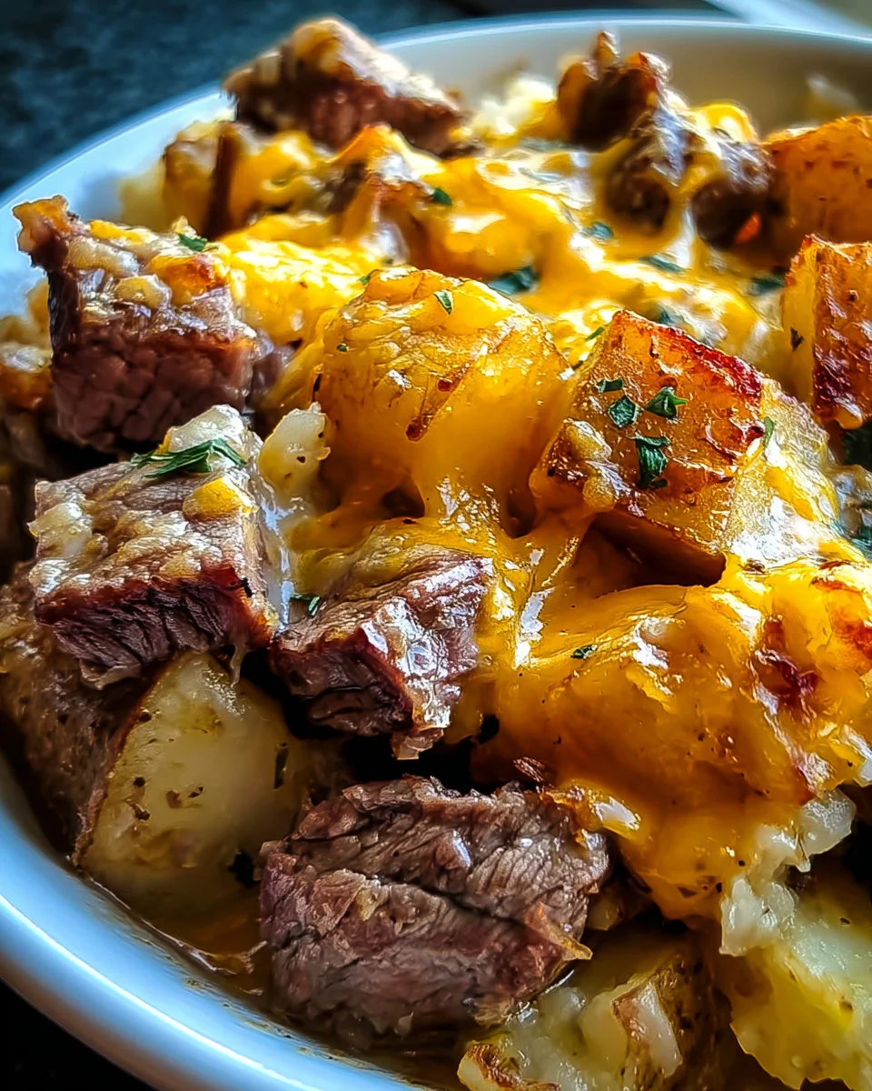 Crockpot Loaded Steak and Potato Bake Recipe
