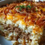 French Onion Ground Beef and Rice Casserole