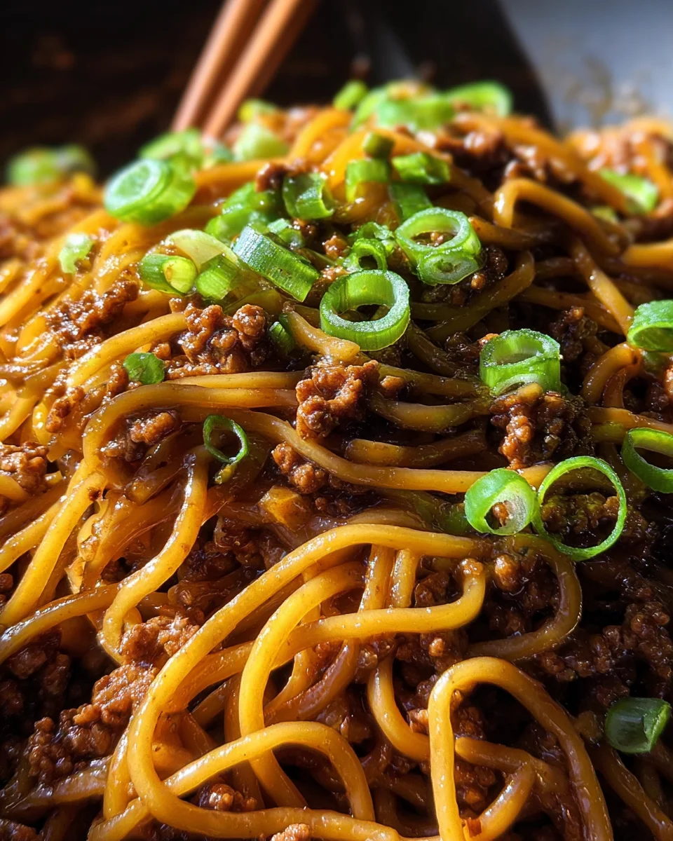 Ground Beef Mongolian Noodles