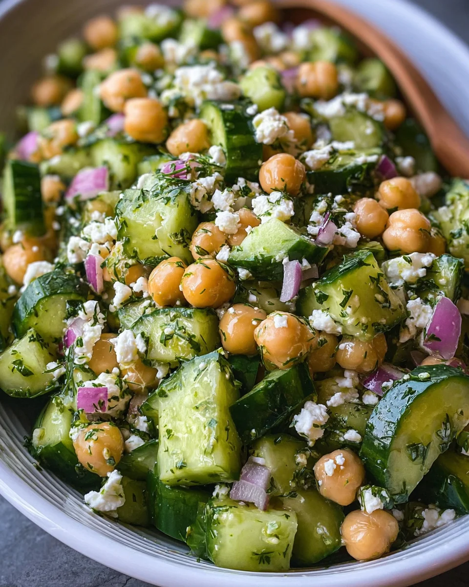 Herby Cucumber Salad with Feta and Chickpeas