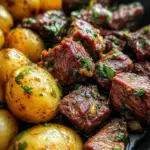 Slow Cooker Garlic Butter Beef Bites & Potatoes