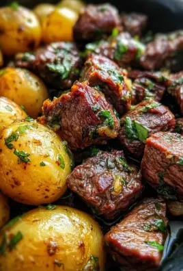 Slow Cooker Garlic Butter Beef Bites & Potatoes