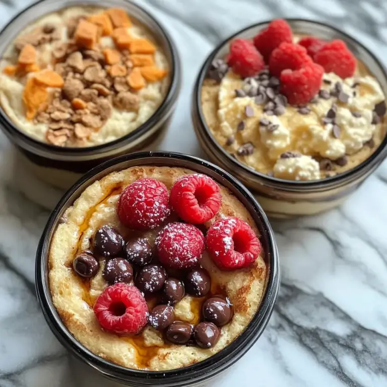 Fluffy Protein Pancake Bowls with fruit toppings